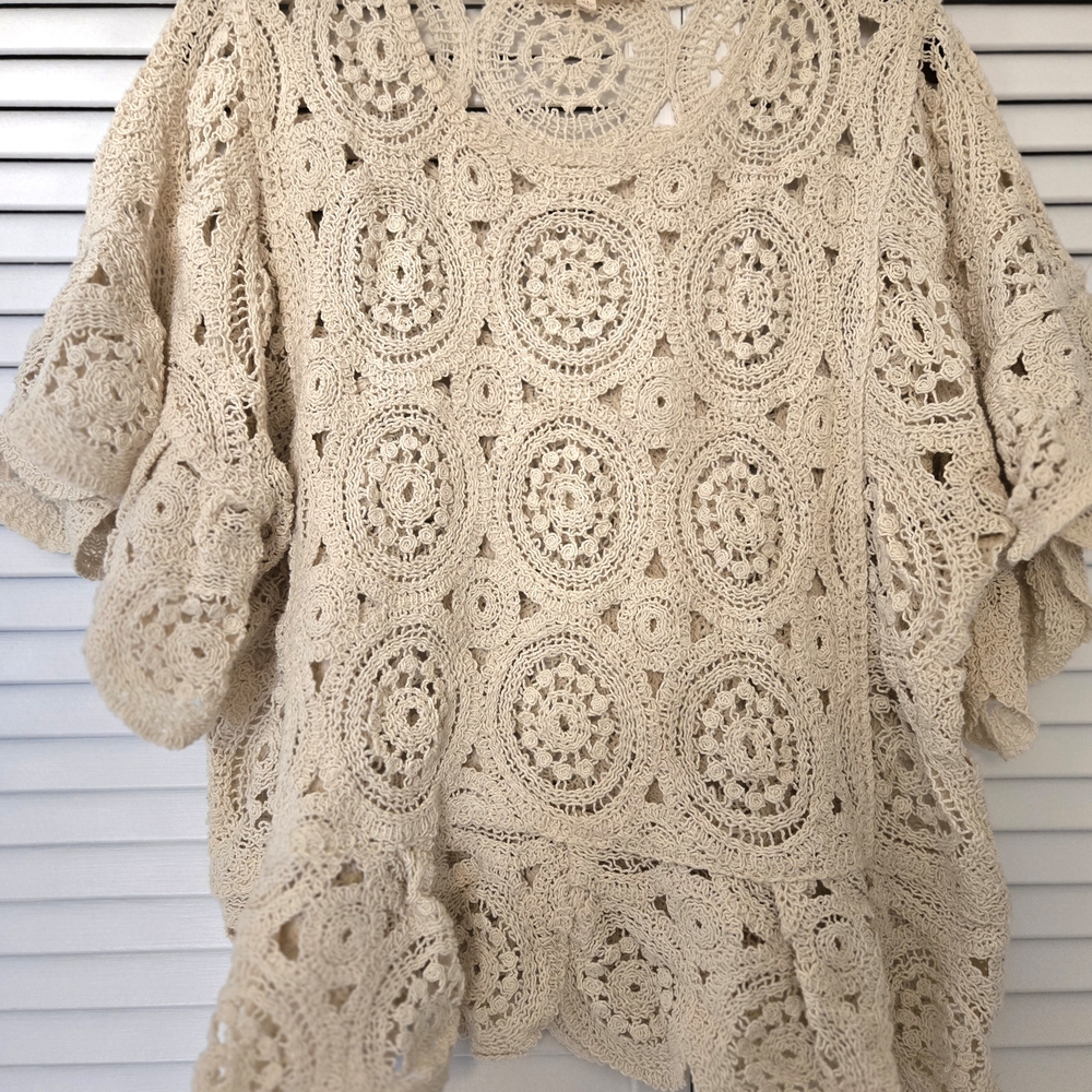 NWOT Elegant Cream Crochet Women Sweater by Solitaire